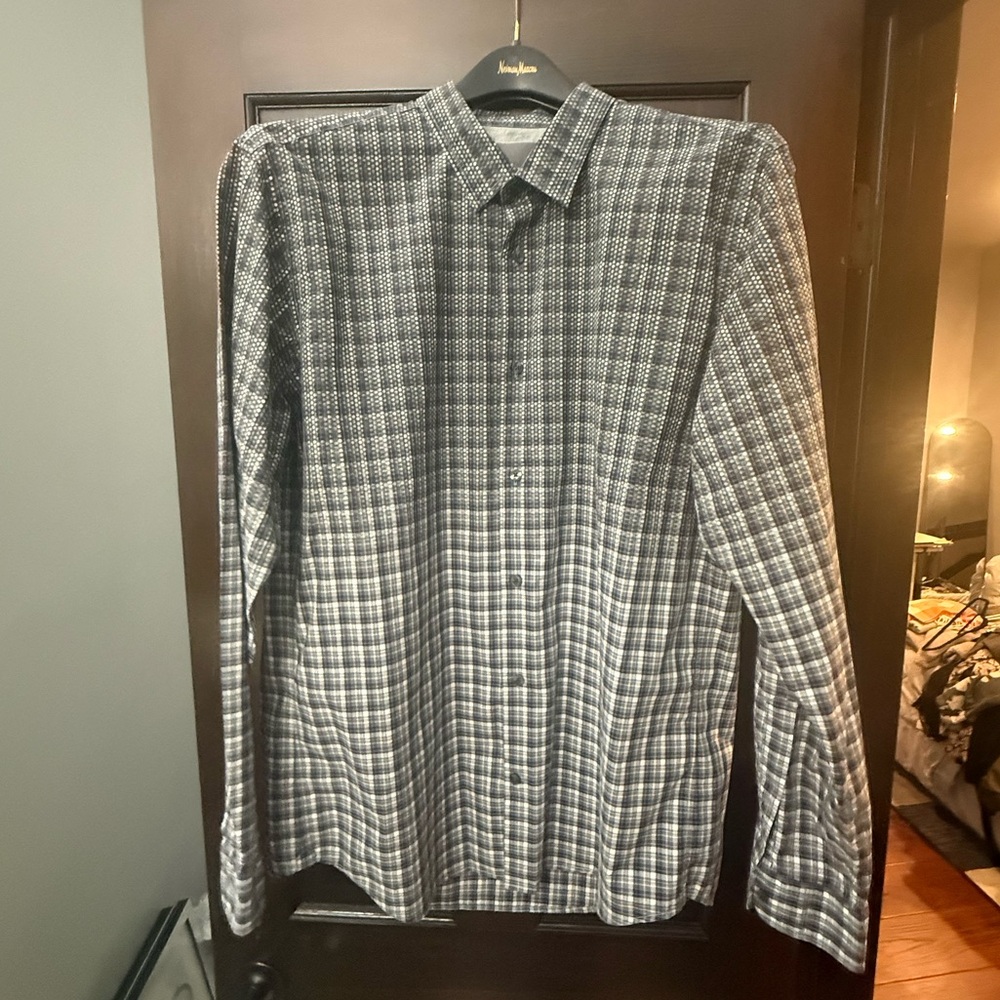 VINCE MENS PLAID FLANNEL BUTTON UP SHIRT, SIZE X-LARGE, BLUE